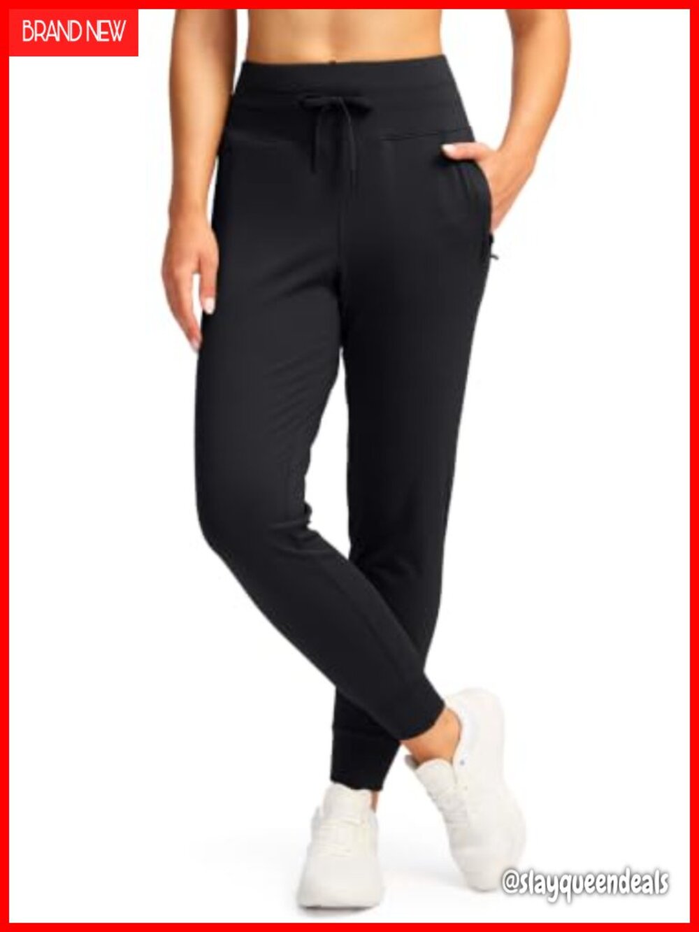 Women's High Waisted Joggers with Zip Pockets Tapered Athletic Sweatpants